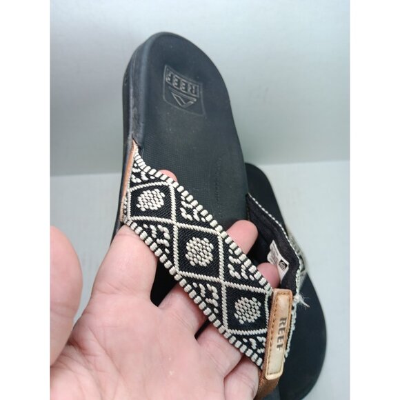 REEF ORTHO WOVEN Women's Sandals - Black/White - RF0A3VDNBLW - Size 10 - Picture 3 of 5
